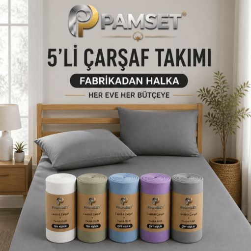 5 Tek Kişilik Lastikli Çarşaf Ve Yastık Kılıfı Set