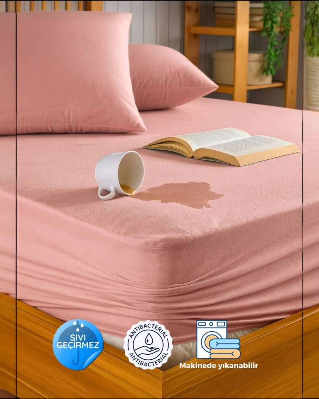 160 X 200+30 ÇİFT KİŞİLİK SIVI GEÇİRMEZ ALEZ FLAMİNGO RENK