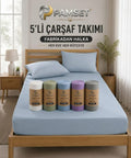 2 Çift + 3 Tek Kişilik Lastikli Çarşaf Ve Yastık Kılıfı Set
