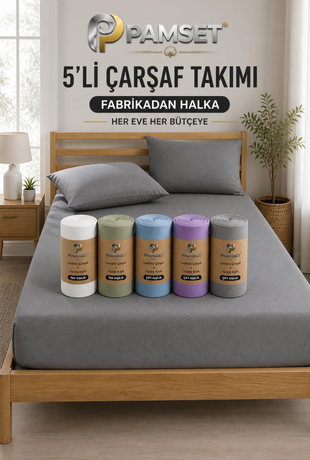 5 Tek Kişilik Lastikli Çarşaf Ve Yastık Kılıfı Set
